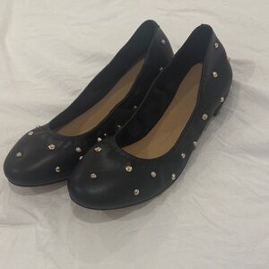 Ted Baker London Black Studded Leather Ballet Flats